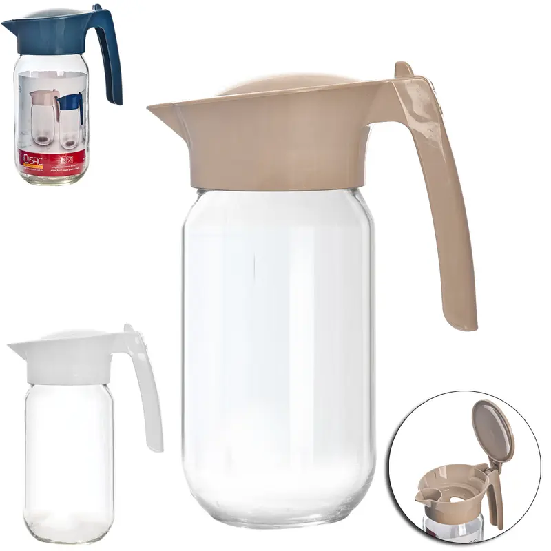 JARRA DE VIDRO LILY COM TAMPA E ALCA DE PLASTICO 1L