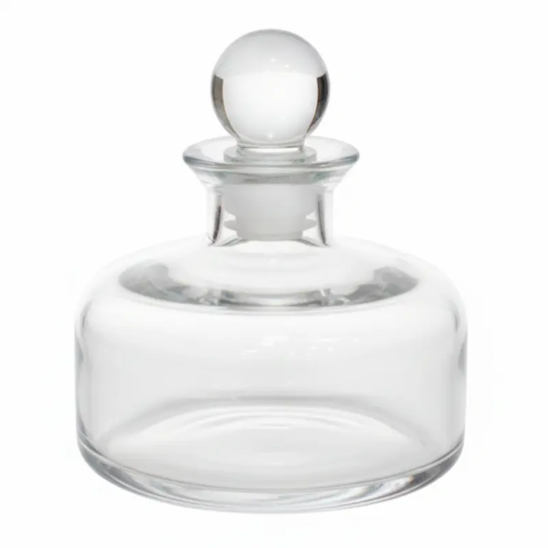 GARRAFA DECORATIVA DE VIDRO COM TAMPA 200ML
