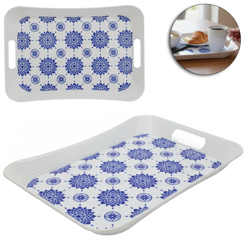 BANDEJA DE PLASTICO RETANGULAR COM ALCA 38X26X3,5CM