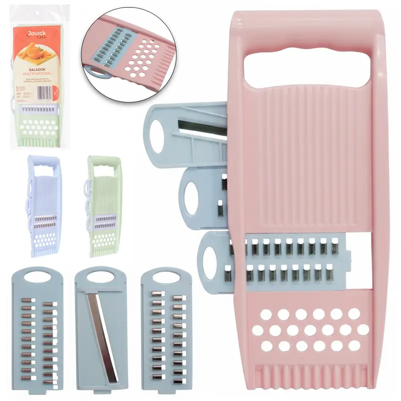 CORTADOR FATIADOR E RALADOR DE FRUTAS / LEGUMES DE INOX / PLASTICO COM 3 LAMINAS 26X11CM