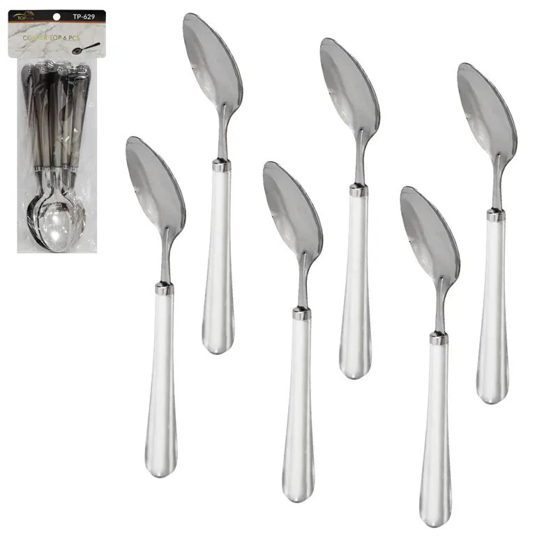 COLHER DE MESA DE INOX CABO ACRILICO TOP CASA COM 6 PECAS 19CM