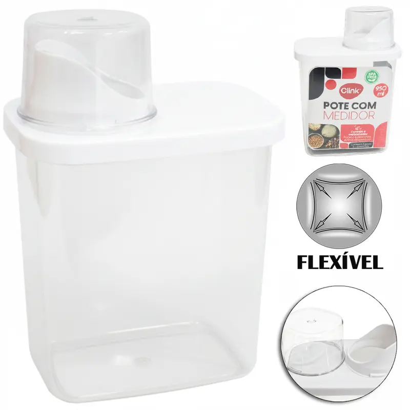 DISPENSER MULTIUSO DE PLASTICO PET FLEXIVEL COM COPO TAMPA 950ML