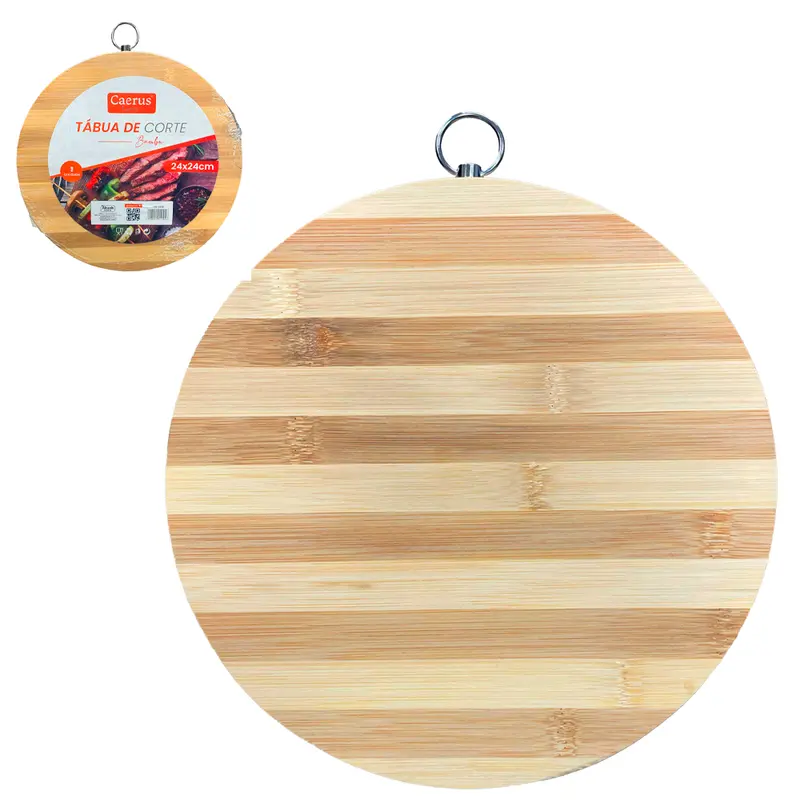 TABUA DE CORTE DE BAMBU MULTIUSO REDONDA 24CM DE Ø