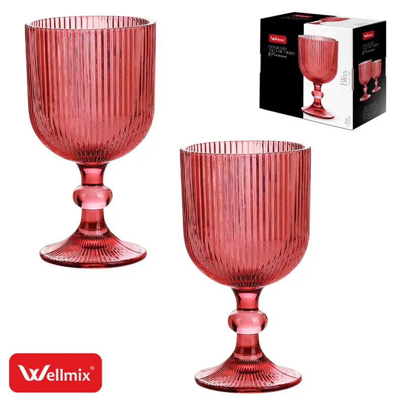 JOGO DE TACA DE VIDRO PARA AGUA / VINHO PREMIUM BLISS COLLECTION MARSALA COM 2 PECAS 255ML