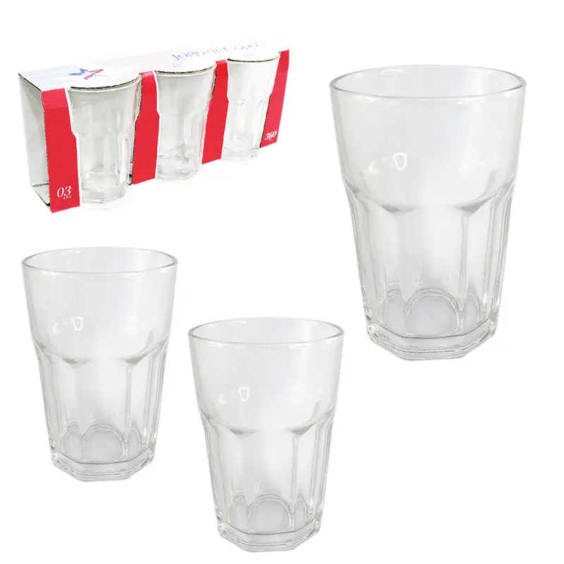 JOGO DE COPO DE VIDRO VITAMINA CASA BLANCA COM 3 PECAS 360ML