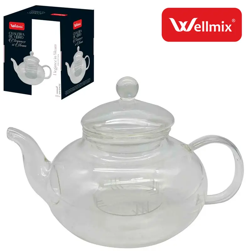 CHALEIRA DE VIDRO BOROSSILICATO COM INFUSOR 600ML ELEGANCE IN STEAM COLLECTION