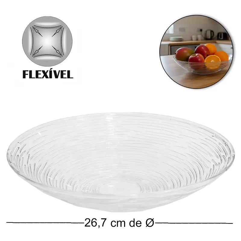 FRUTEIRA DE MESA DE PLASTICO PET FLEXIVEL REDONDA FACILE 6X26,7CM DE Ø