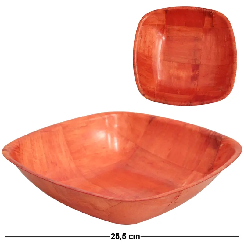 TIGELA DE MADEIRA QUADRADA 25,5X6,5CM