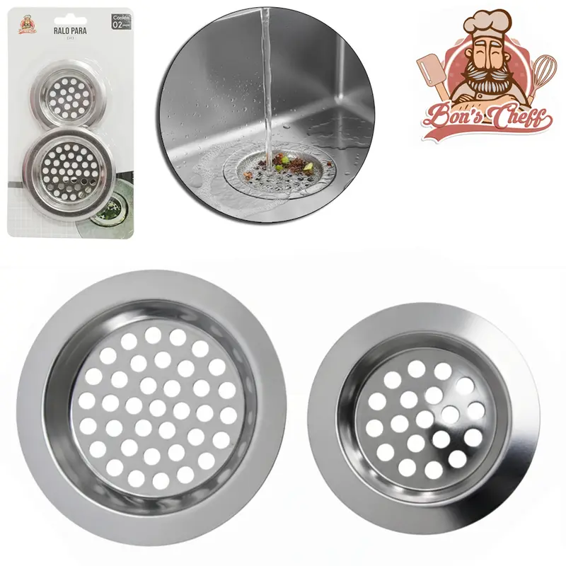 RALO PARA PIA DE INOX COM 2 PECAS 7 / 6 CM DE Ø NA CARTELA