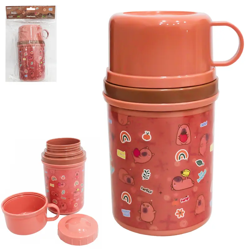 GARRAFA DE PLASTICO PP CAPIVARA COM CANECA TAMPA 280 / 150ML