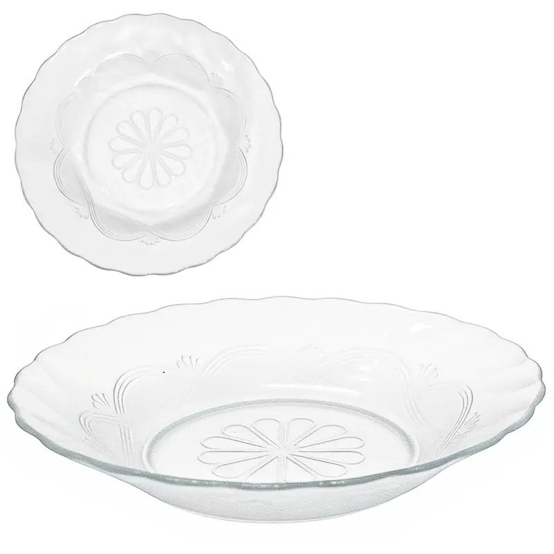 PRATO DE VIDRO FUNDO FLOR TRANSPARENTE 22CM DE Ø