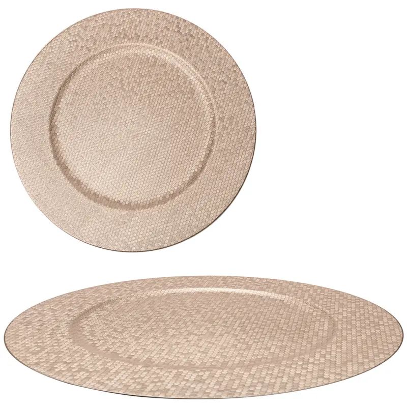 SOUSPLAT DE PLASTICO REDONDO SHINE CHAMPANHE 33CM DE Ø