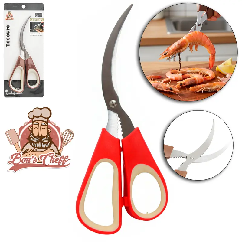 TESOURA DE COZINHA DE INOX 8'' 21CM MULTIUSO BONS CHEFF