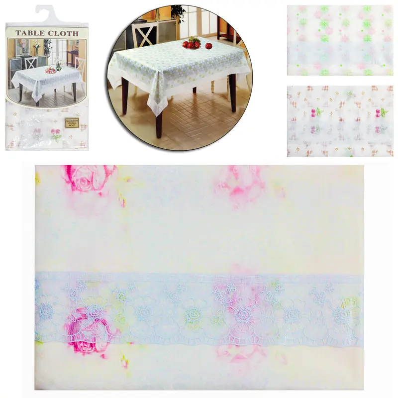 TOALHA DE MESA DE PLASTICO RETANGULAR COM BARRA ESTAMPAS SORTIDAS 1,80X1,37M