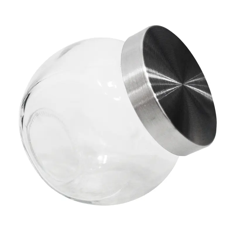 POTE BALEIRO DE VIDRO COM TAMPA DE METAL 800ML