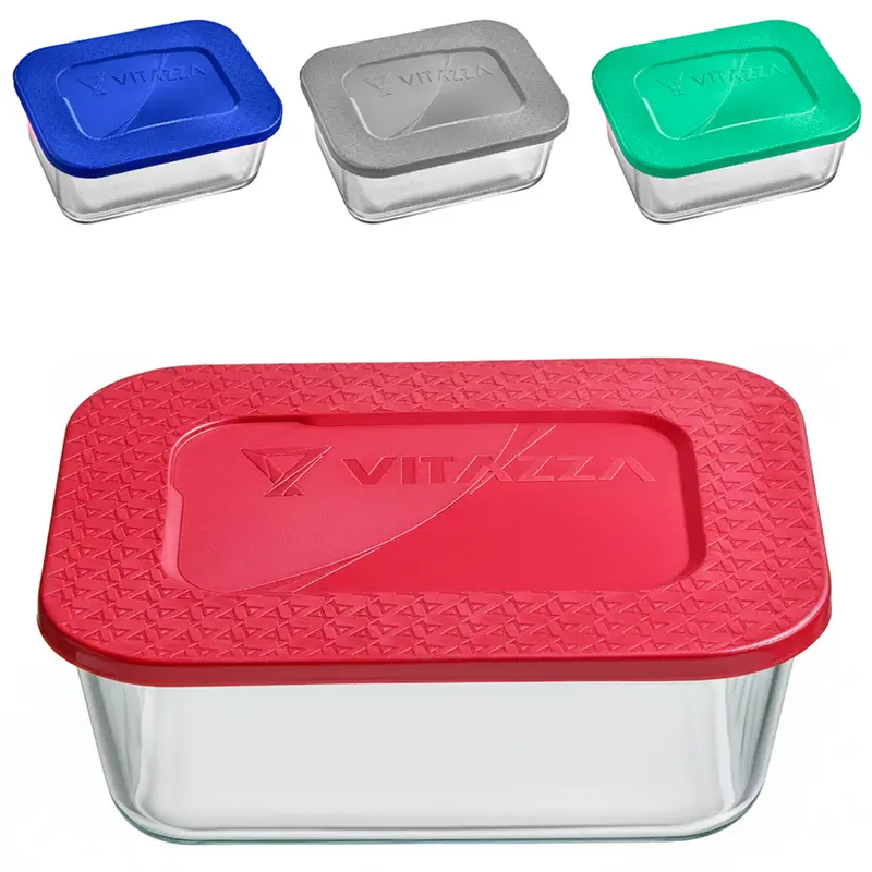 POTE DE VIDRO RETANGULAR COM TAMPA DE PLASTICO 2,4L