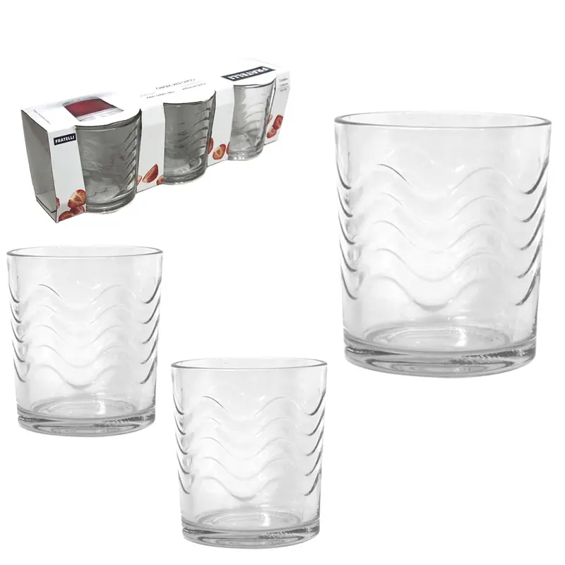 JOGO DE COPO DE VIDRO WHISKY COM 3 PECAS 250ML