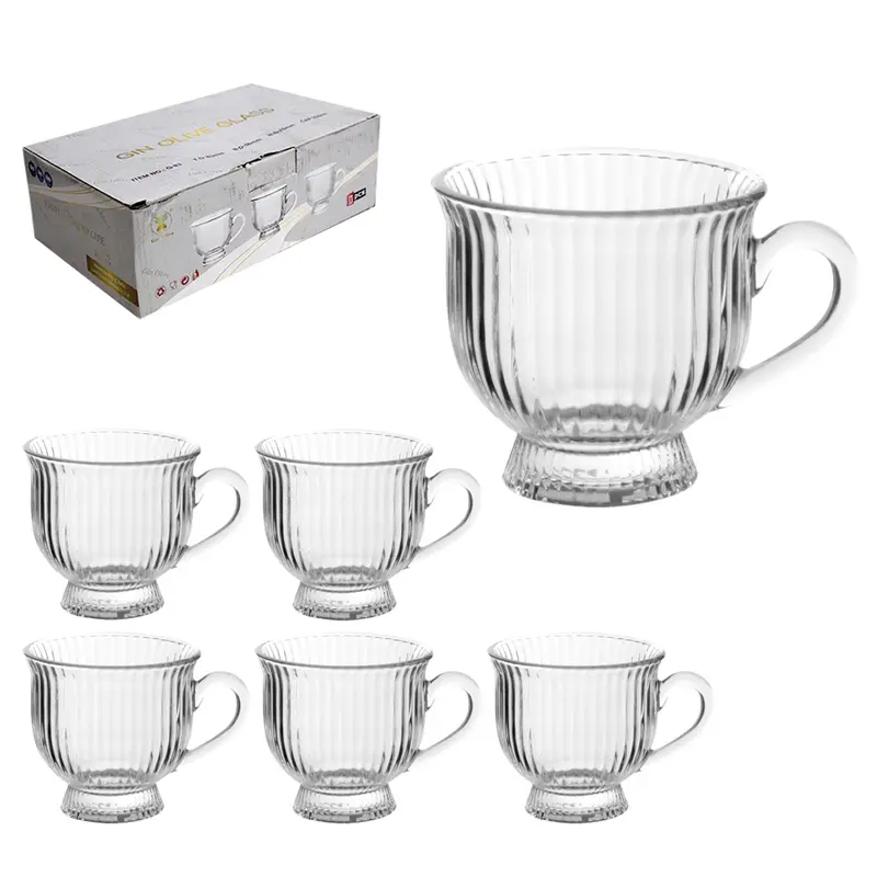JOGO DE CANECA XICARA DE VIDRO PARA CHA ATENAS COM 6 PECAS 200ML