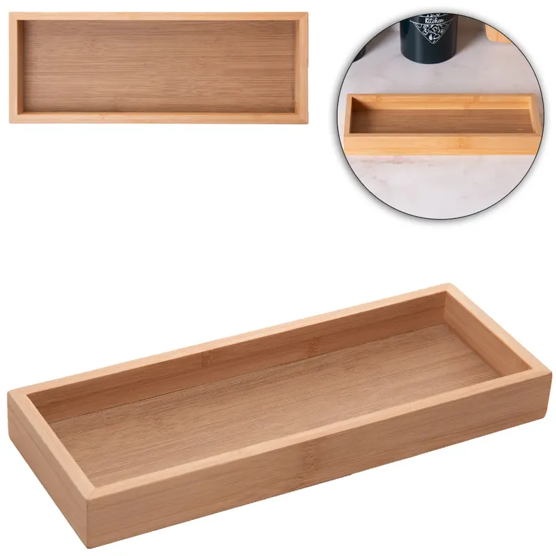 BANDEJA DE BAMBU RETANGULAR 28X11X3CM