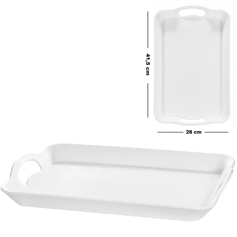 BANDEJA DE PLASTICO RETANGULAR COM ALCA SERENITY 41,5X28X4,2CM