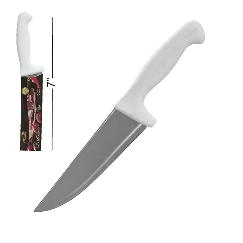 FACA DE COZINHA DE INOX 7'' CABO PLASTICO BRANCO PREMIUM TOP CASA