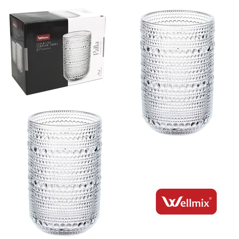 JOGO DE COPO DE VIDRO PREMIUM PALLA COLLECTION TRANSPARENTE COM 2 PECAS 450ML