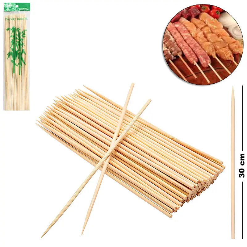 ESPETO / PALITO DE BAMBU PARA CHURRASCO COM 90 PECAS 30CM