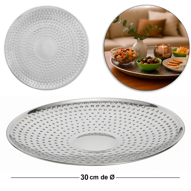 FRUTEIRA DE MESA DE INOX REDONDA MARTELADO 30CM DE Ø