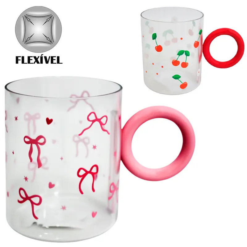 CANECA DE PLASTICO PET FLEXIVEL COM ALCA REMOVIVEL 430ML