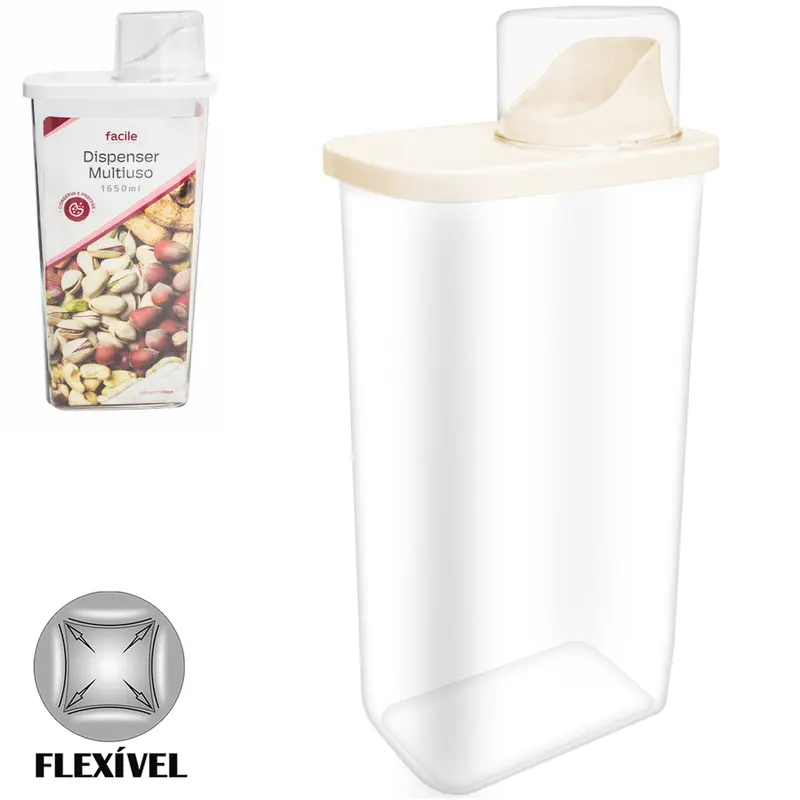 DISPENSER MULTIUSO DE PLASTICO PET FLEXIVEL COM COPO TAMPA GRADUADO FACILE 1650 / 100ML