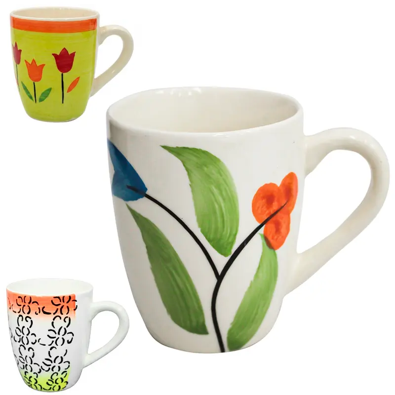 CANECA DE PORCELANA FLORA ESTAMPADA 300ML