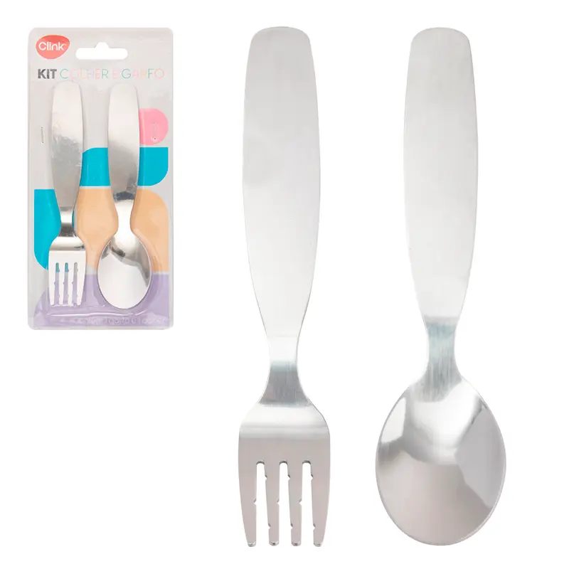 CONJUNTO DE TALHER INFANTIL DE INOX COM COLHER + GARFO