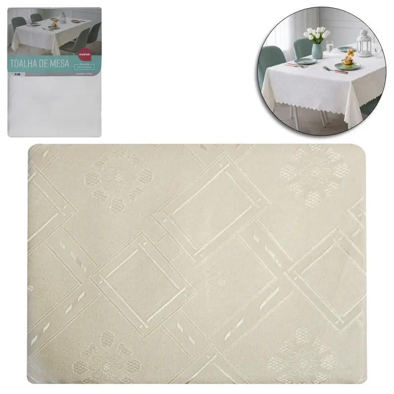 TOALHA DE MESA DE POLIESTER RETANGULAR INOVA 220X140CM