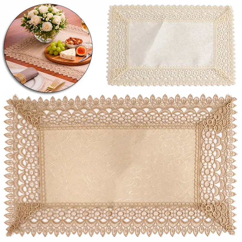 TOALHA LUGAR AMERICANO DE RENDA ( POLIESTER ) RETANGULAR 45X30CM