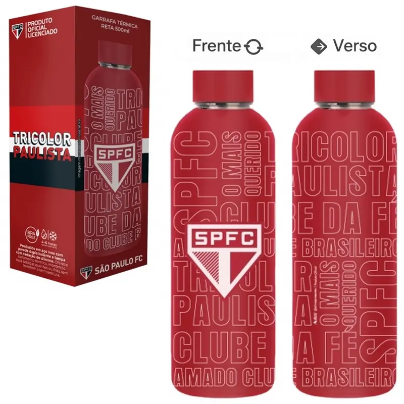 GARRAFA TERMICA RETA SAO PAULO DE INOX COM PAREDE DUPLA 500ML
