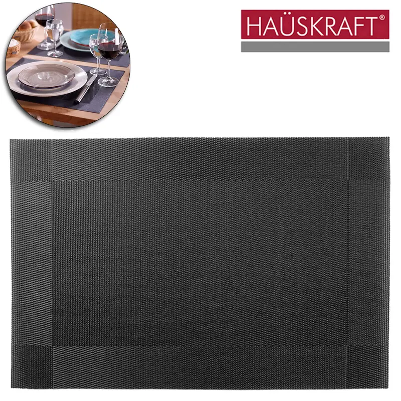 TOALHA LUGAR AMERICANO DE PVC RETANGULAR GANA PRETO HAUSKRAFT 45X30CM