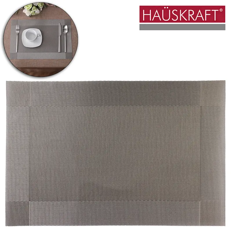 TOALHA LUGAR AMERICANO DE PVC RETANGULAR GANA CINZA HAUSKRAFT 45X30CM