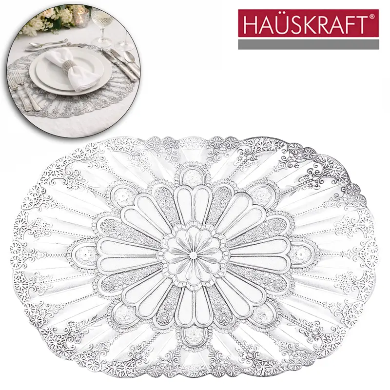 TOALHA LUGAR AMERICANO DE PVC OVAL VAZADO MALTA FLOR 45X30CM