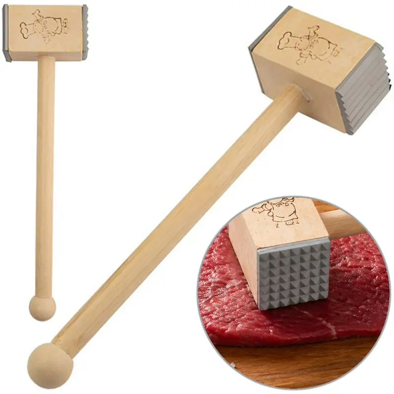MARTELO DE MADEIRA E PLASTICO PARA CARNE 28,5X7,5X4,2CM