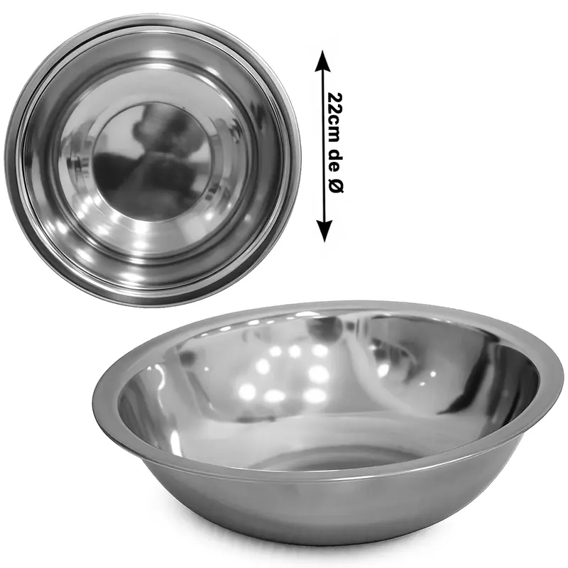 TIGELA REDONDA DE INOX 1000ML 22CM DE Ø