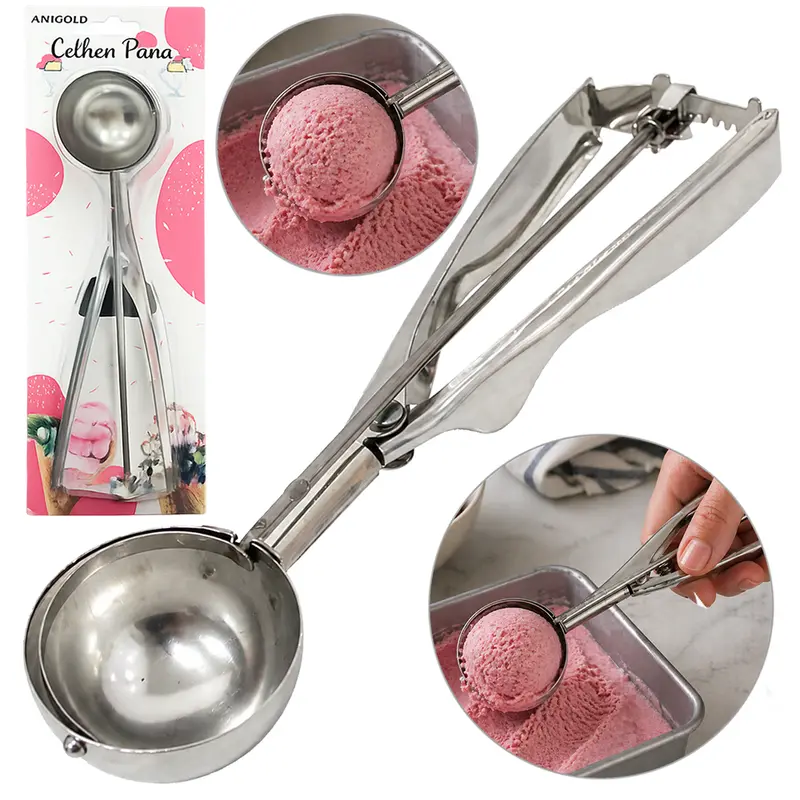COLHER / CONCHA DE SORVETE DE INOX COM EXTRATOR 22X5CM DE Ø