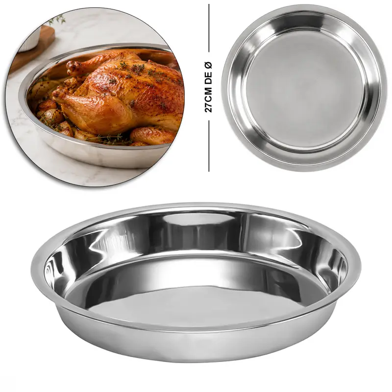 BANDEJA DE INOX REDONDA 3,5X27CM DE Ø