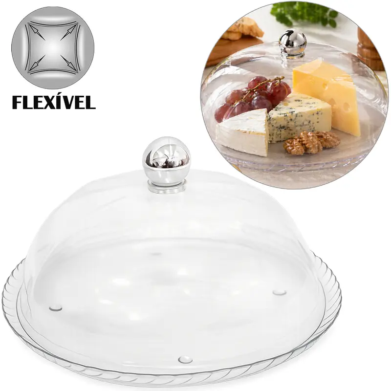 BANDEJA QUEIJEIRA DE PLASTICO PET FLEXIVEL COM TAMPA 11X23CM DE Ø