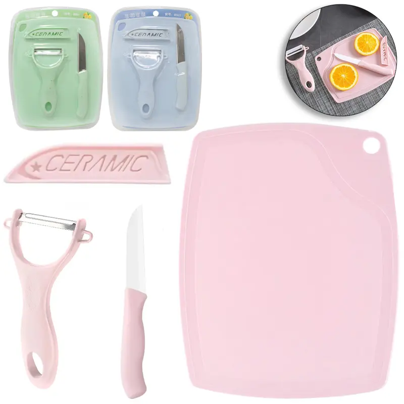 CORTADOR DESCASCADOR LEGUMES / FRUTAS DE INOX / PLASTICO COM FACA + BAINHA E TABUA