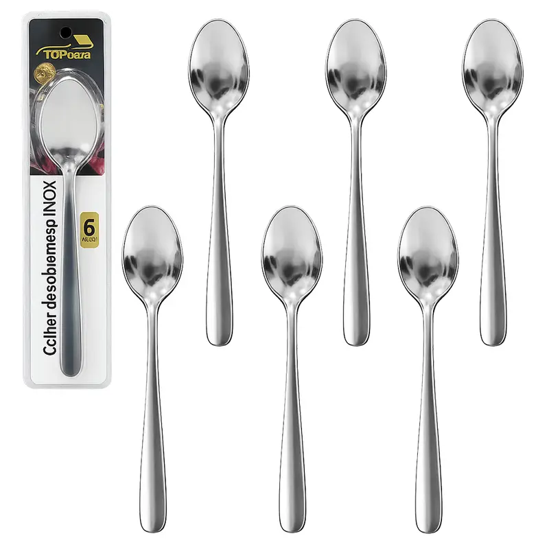 COLHER DE SOBREMESA DE INOX PREMIUM TOP CASA COM 6 PECAS 15CM