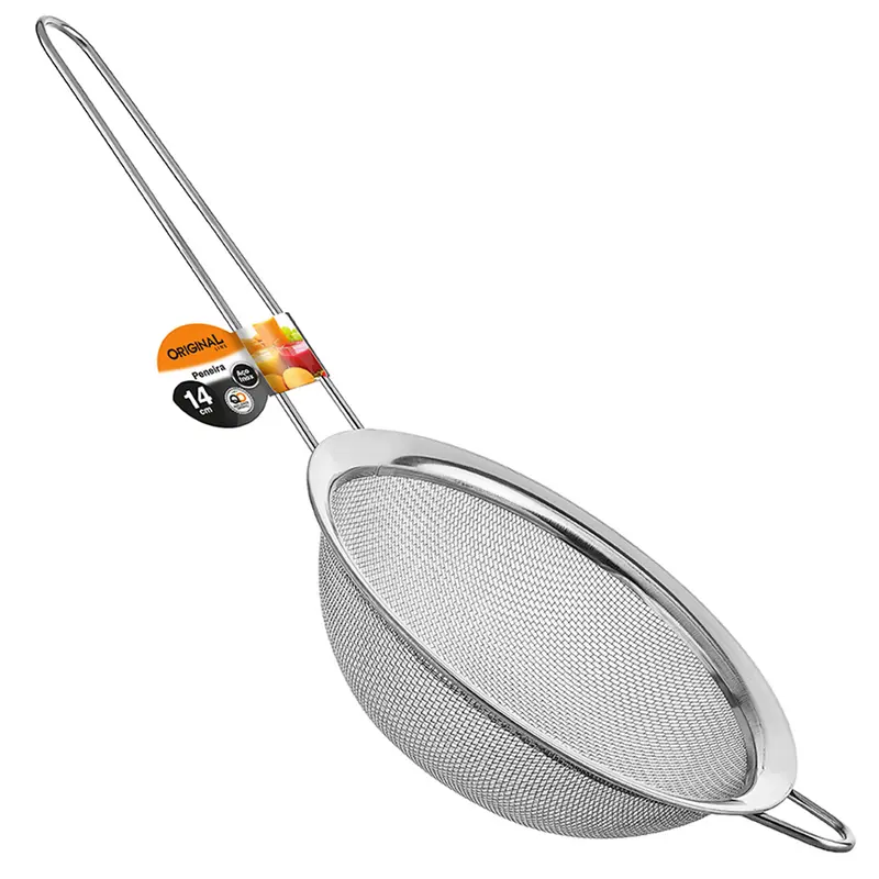 PENEIRA COADOR DE METAL INOX 29,5X14CM DE Ø