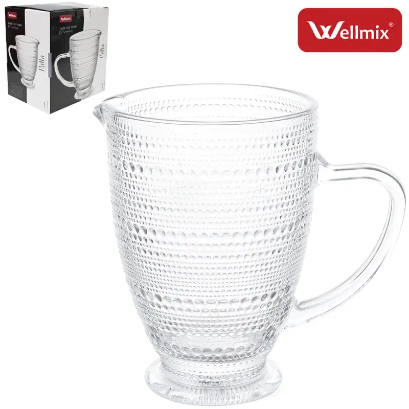 JARRA DE VIDRO PREMIUM PALLA COLLECTION TRANSPARENTE 1,3L