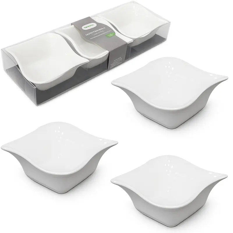 PETISQUEIRA DE PORCELANA QUADRADA COM 3 PECAS 150ML 9,5X4CM