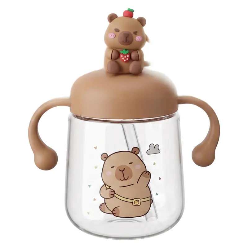 COPO BABY COM TAMPA E CANUDO + ALCA DE PLASTICO CAPIVARA 360ML