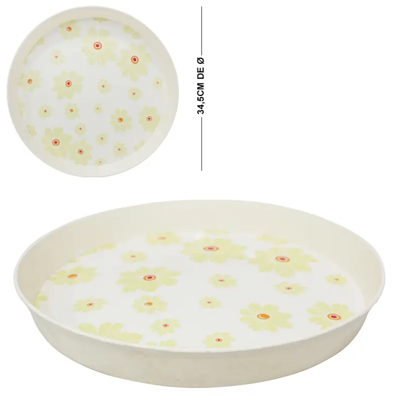 BANDEJA DE PLASTICO REDONDA FLORAL 4X34,5CM DE Ø